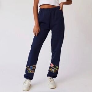 Mayfair Art Club Embroidered cotton Sweatpants Navy L / XL NWT
